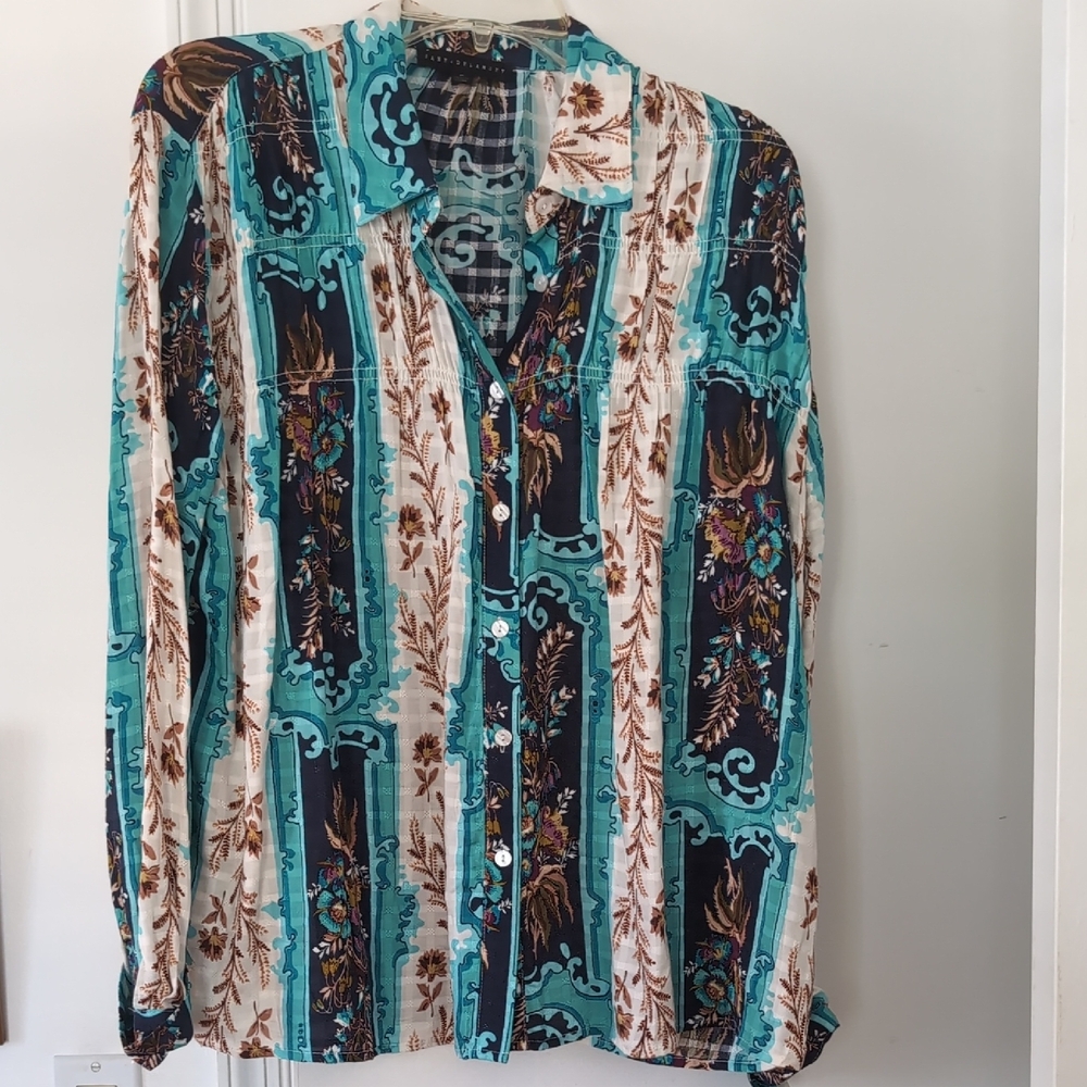 Bohemian Striped Button-Up Shirt